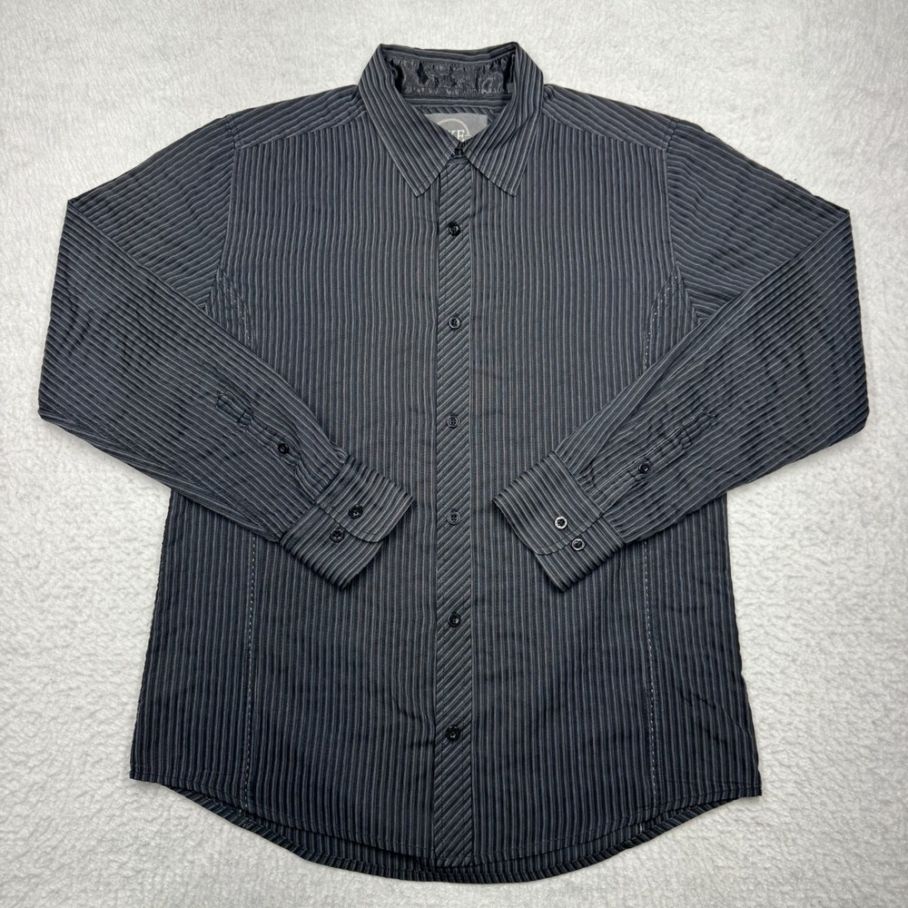 Buckle BKE Button Down Striped Long‎ Sleeve Shirt Gray and Black Men's Size L